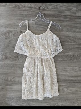 Rue21 Lace Overlay Spaghetti Strap Dress in Ivory/Cream